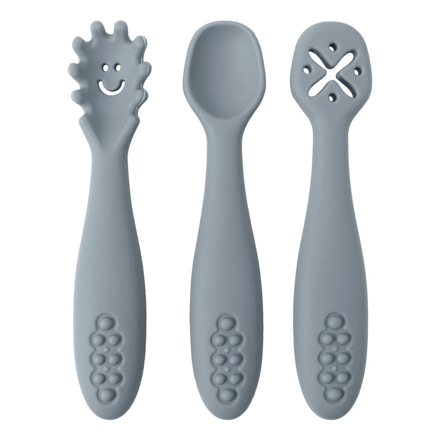 3PCS Baby Learning Spoon Set – Soft Silicone Feeding Utensils