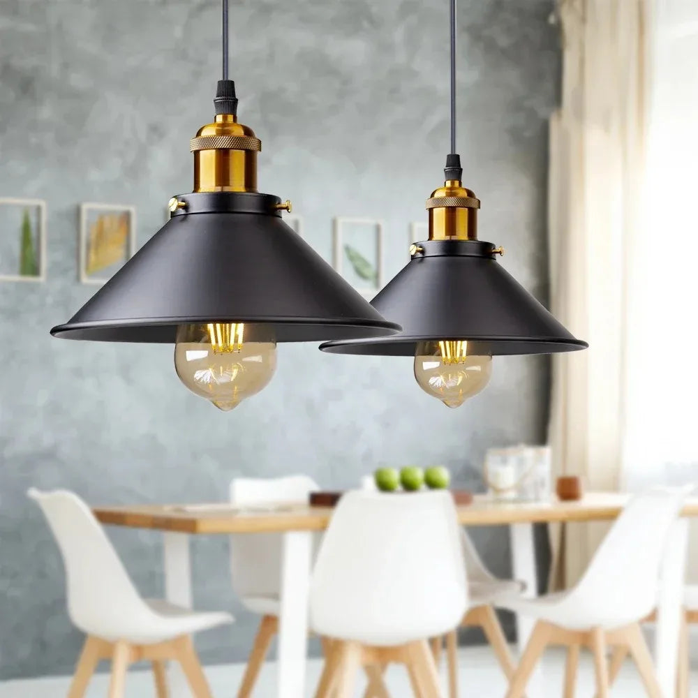 Vintage LED Iron Pendant Lamp – Retro Industrial Lighting