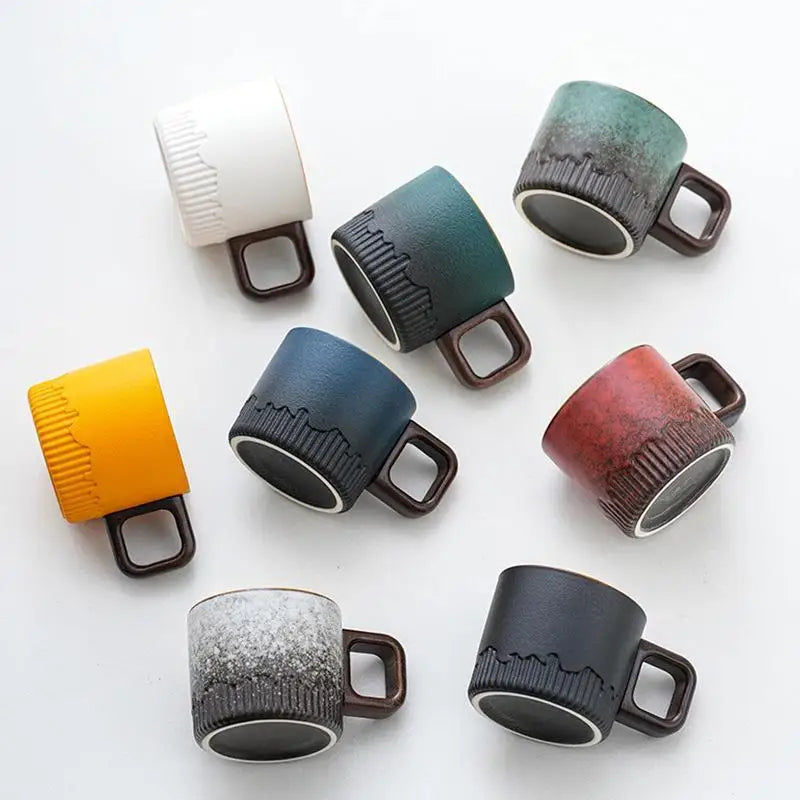 60ml Handmade Ceramic Coffee & Tea Cup with Wooden Handle