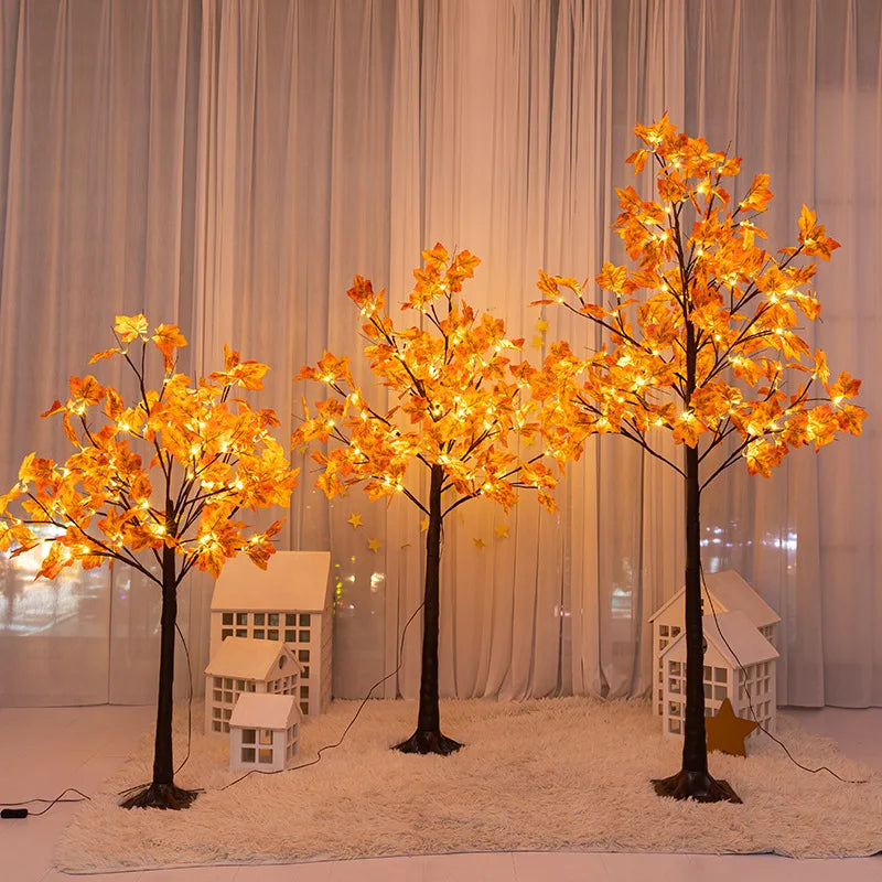 Hot-selling artificial maple tree with LED lights, perfect for festive decorations and indoor/outdoor landscaping