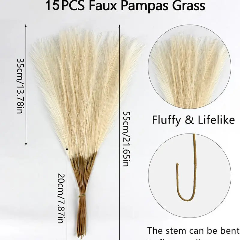 Artificial Pampas Grass – 6/12/15pc Set, 55cm