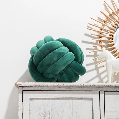 Handmade Knot Ball Pillow – Soft Velvet Cushion