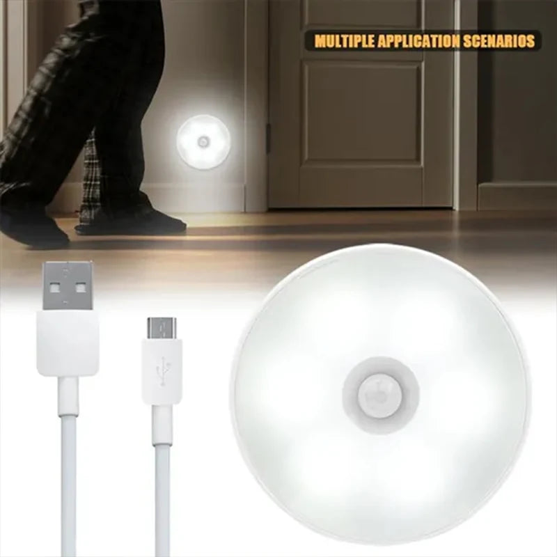 PIR Motion Sensor LED Night Light – USB Rechargeable & Wireless