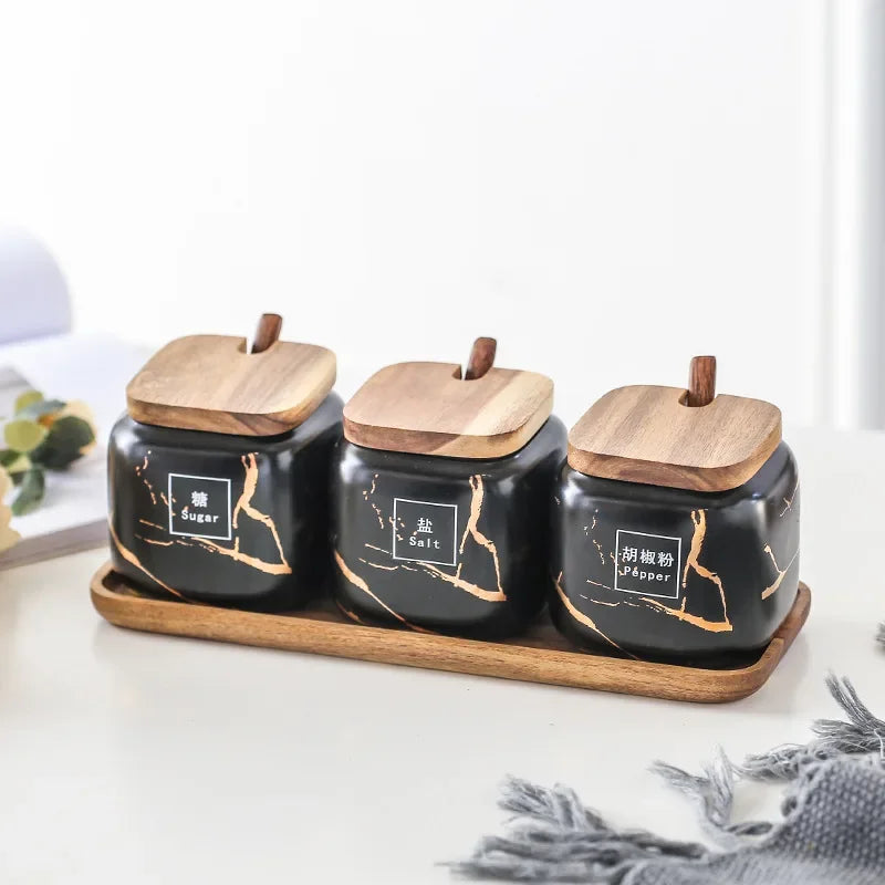 Japanese kitchen matte seasoning jar set