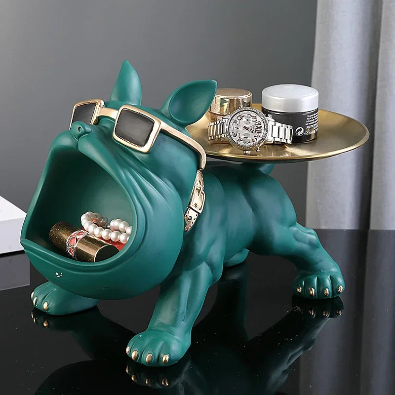 Resin Bulldog Statue & Storage Tray