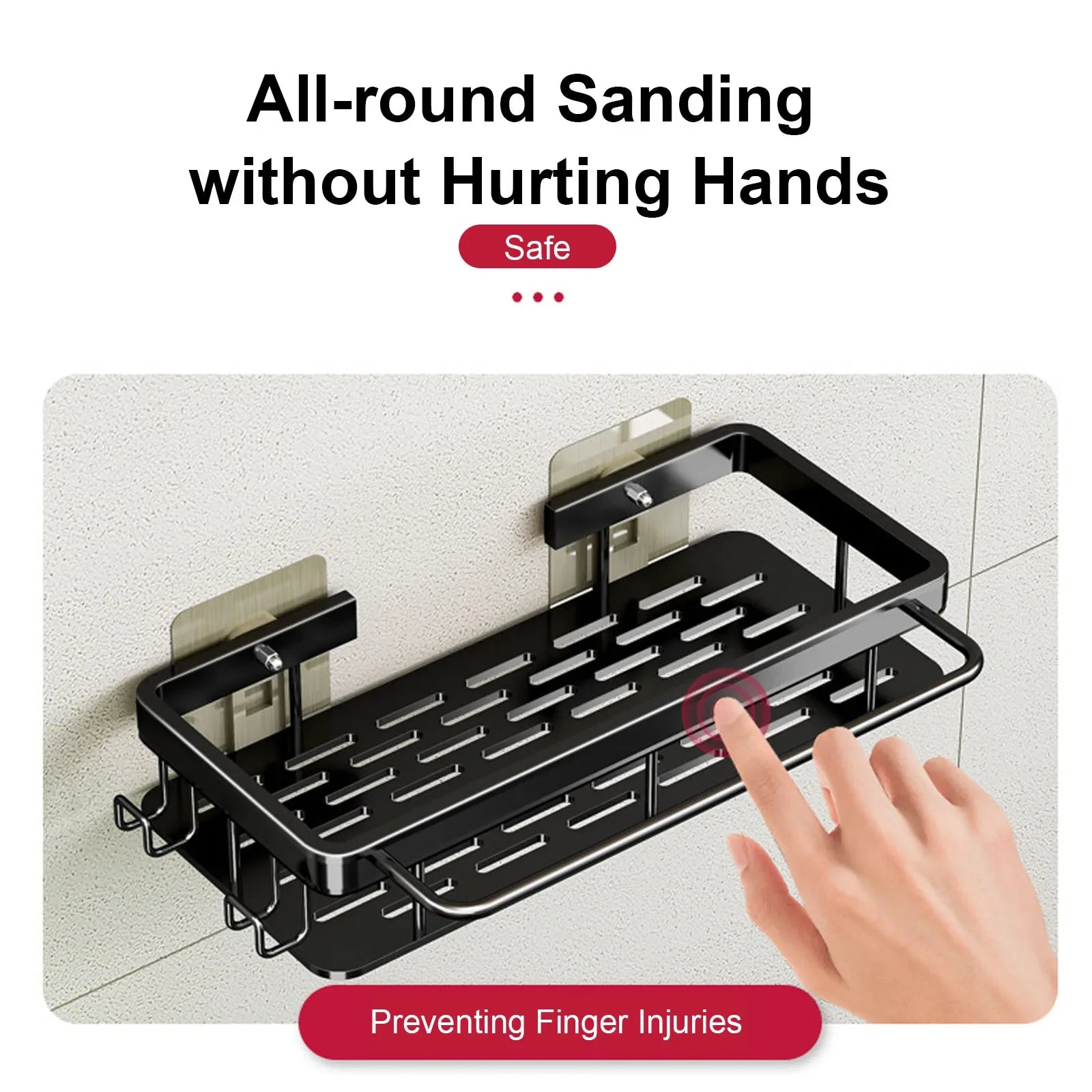 No-Drill Aluminium Bathroom Shelf – Wall Mounted Storage Rack