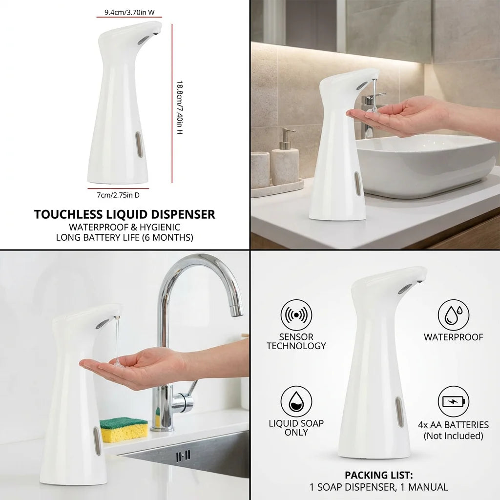 White Automatic Sensor Soap Dispenser – Smart Touch-Free Design