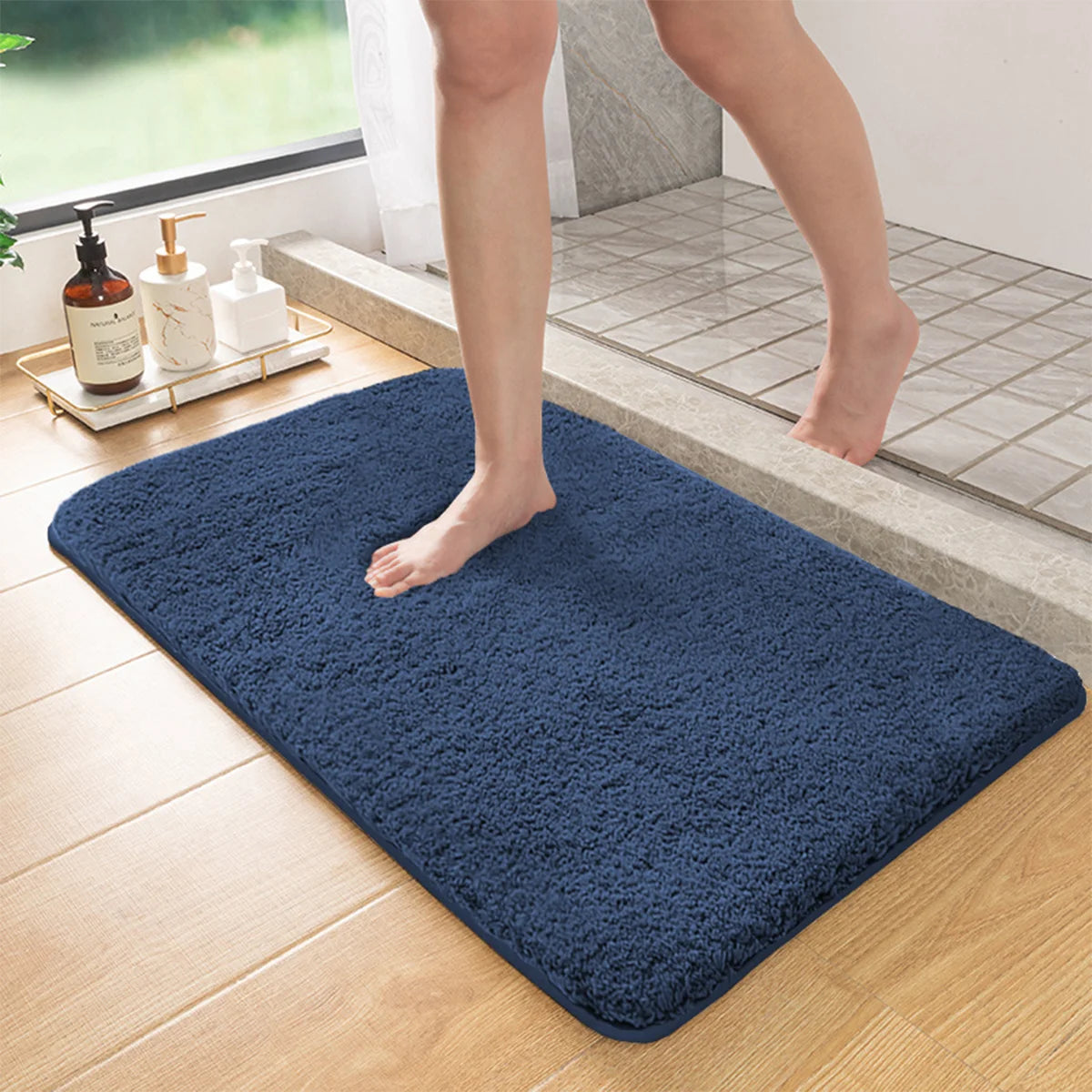 Soft Long-Pile Absorbent Bathroom Mat – Non-Slip Floor Rug