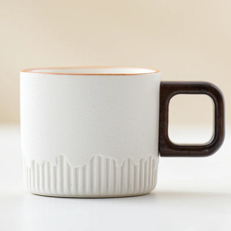 60ml Handmade Ceramic Coffee & Tea Cup with Wooden Handle