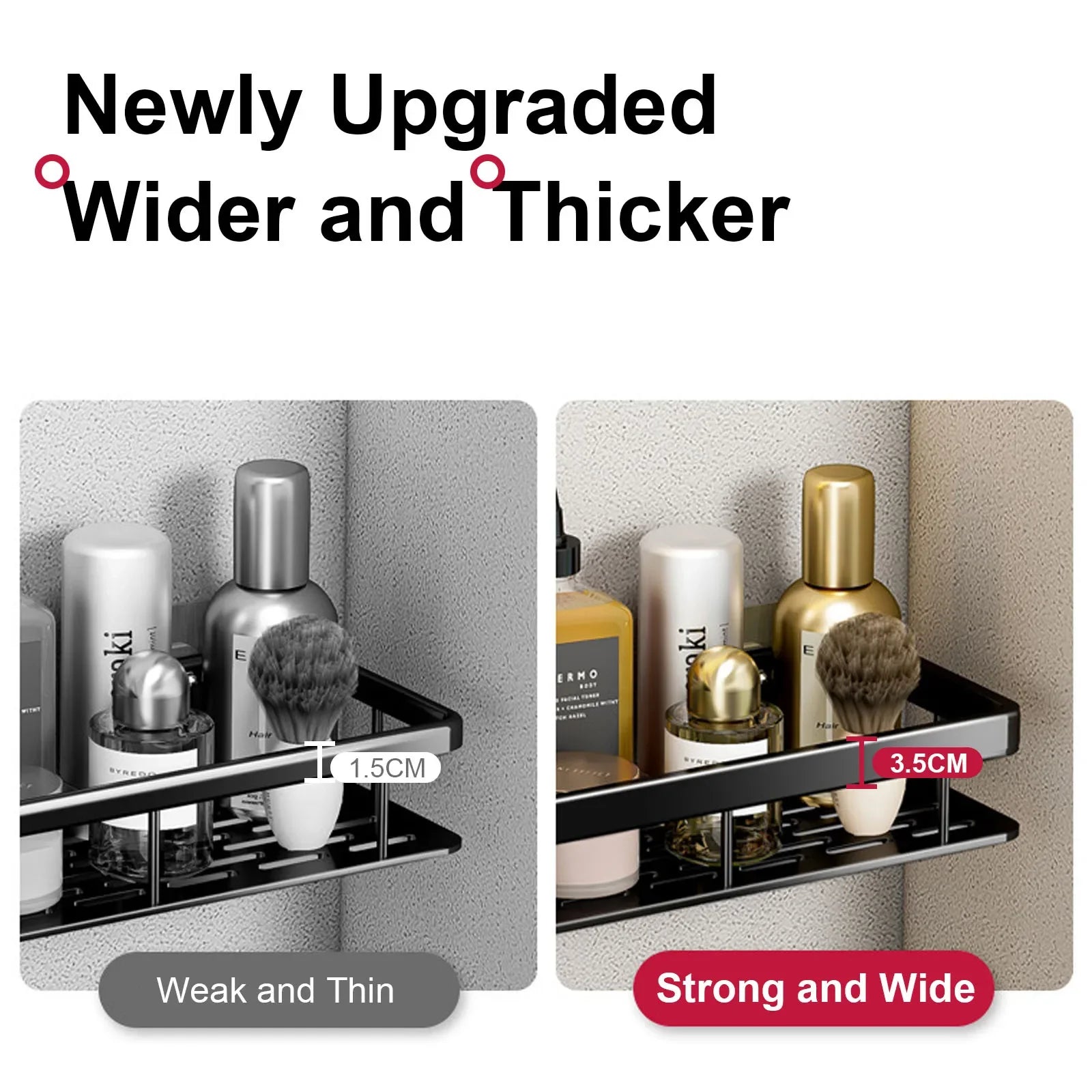 No-Drill Aluminium Bathroom Shelf – Wall Mounted Storage Rack