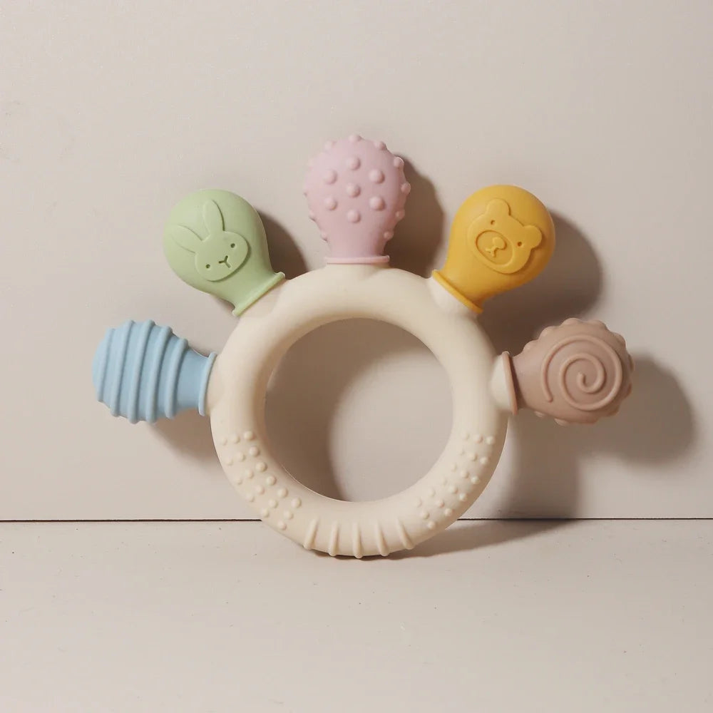 Multicolour Silicone Baby Teething Ring