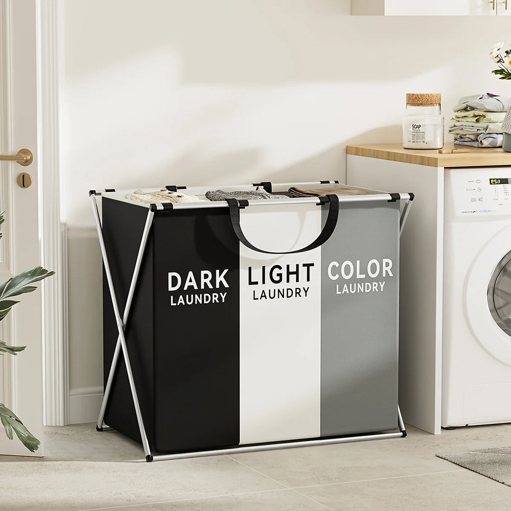 Large 3-Section Foldable Laundry Hamper