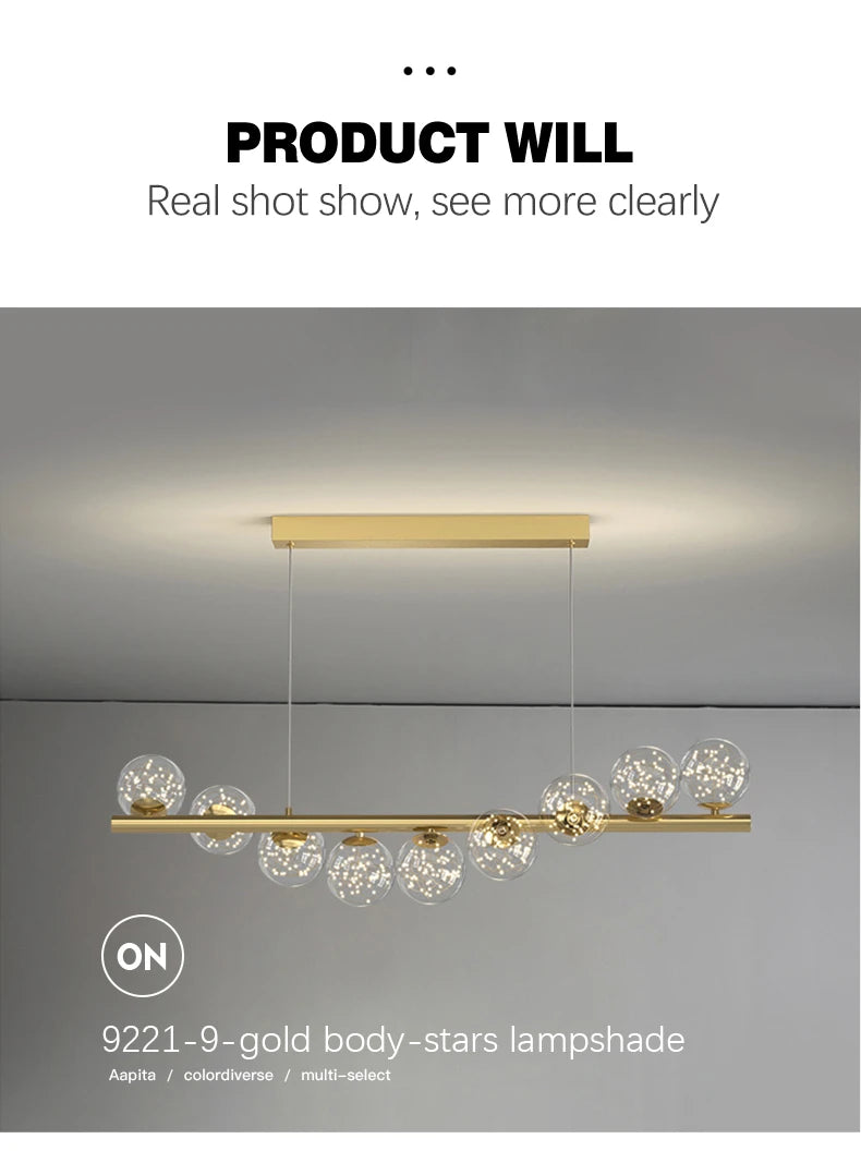 Starry Sky Glass Bubble Pendant Light – Nordic Modern LED Chandelier