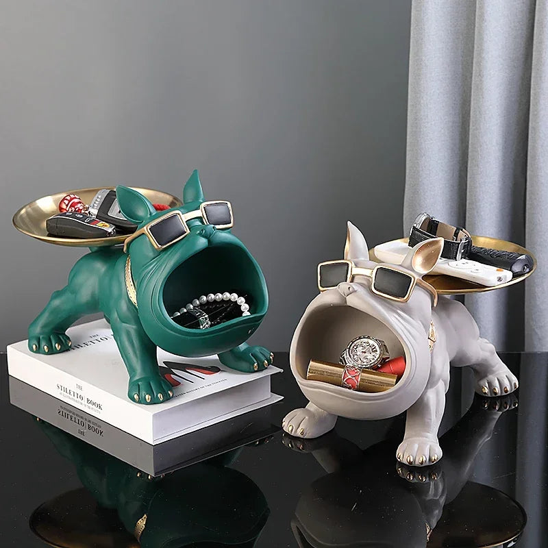 Resin Bulldog Statue & Storage Tray