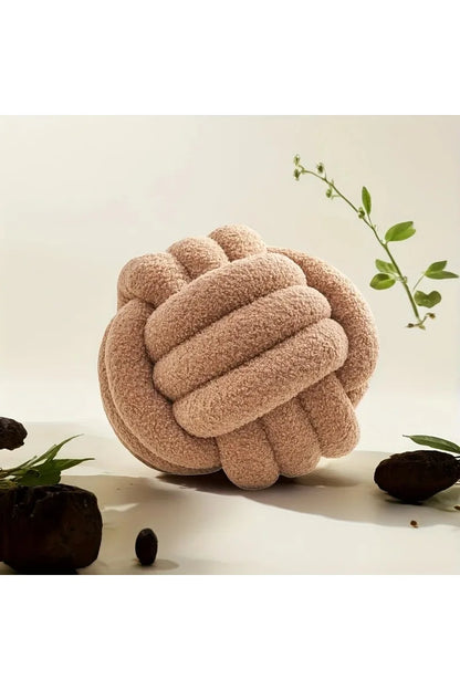 Woven Ball Knot Cushion – Round Decorative Pillow