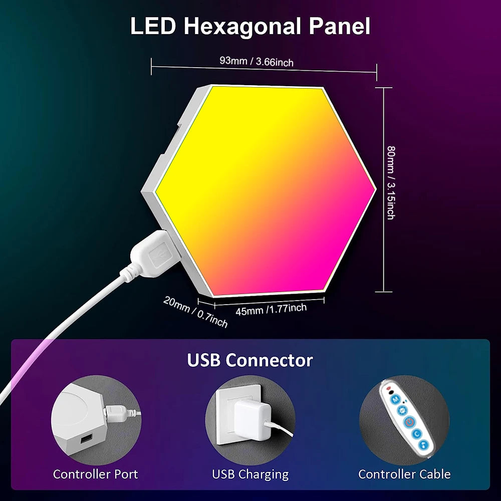 RGB Smart Hexagonal Wall Lamp – App Controlled Ambient Lighting