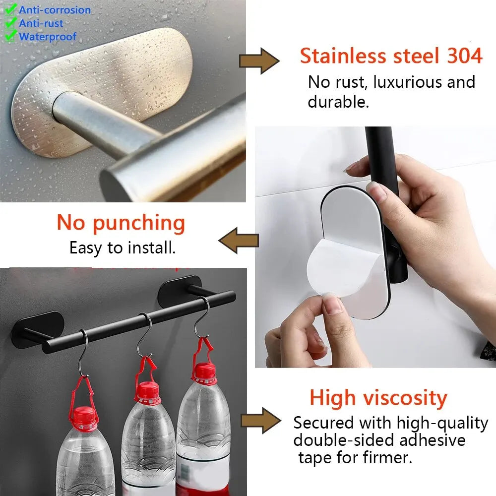 4-Piece Bathroom & Kitchen Wall Hooks – Adhesive Towel, Toilet Paper, Napkin, and Coat Holders