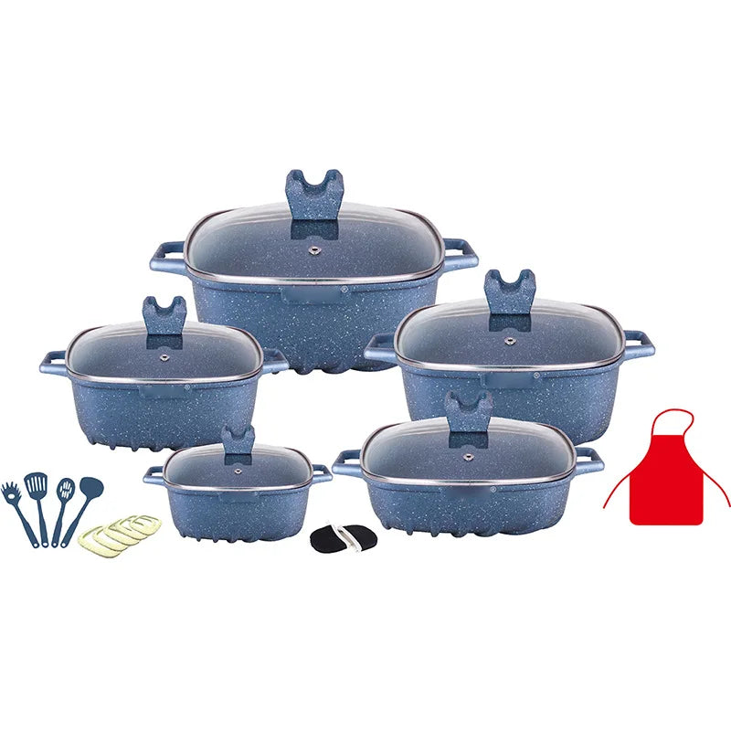 Premium Marble & Granite Non-Stick Cookware Set – Even Heating, Stylish Design