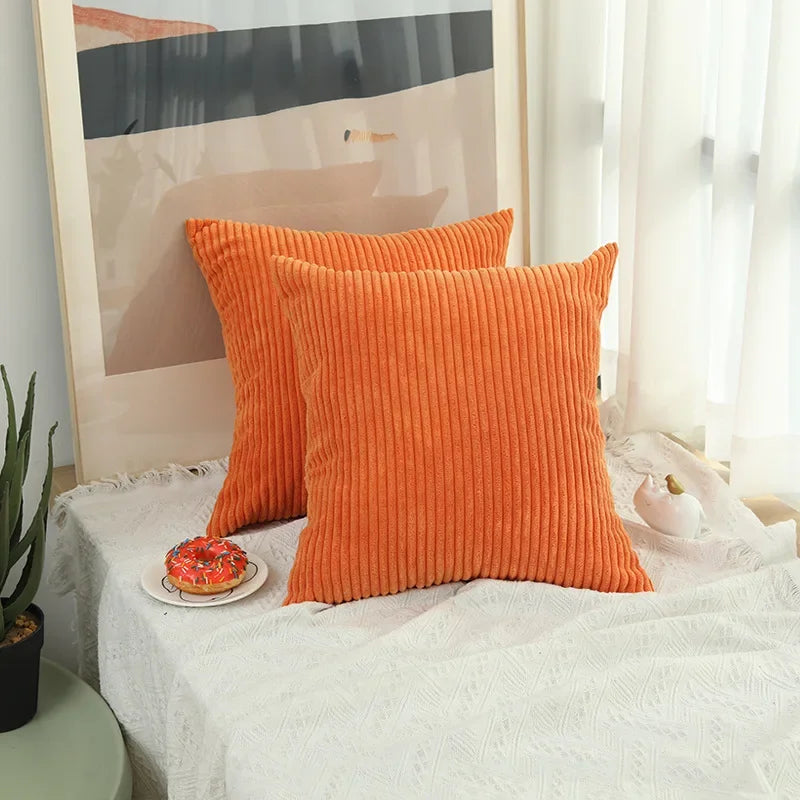 Soft Corduroy Cushion Cover – Fluffy Striped 40-50cm