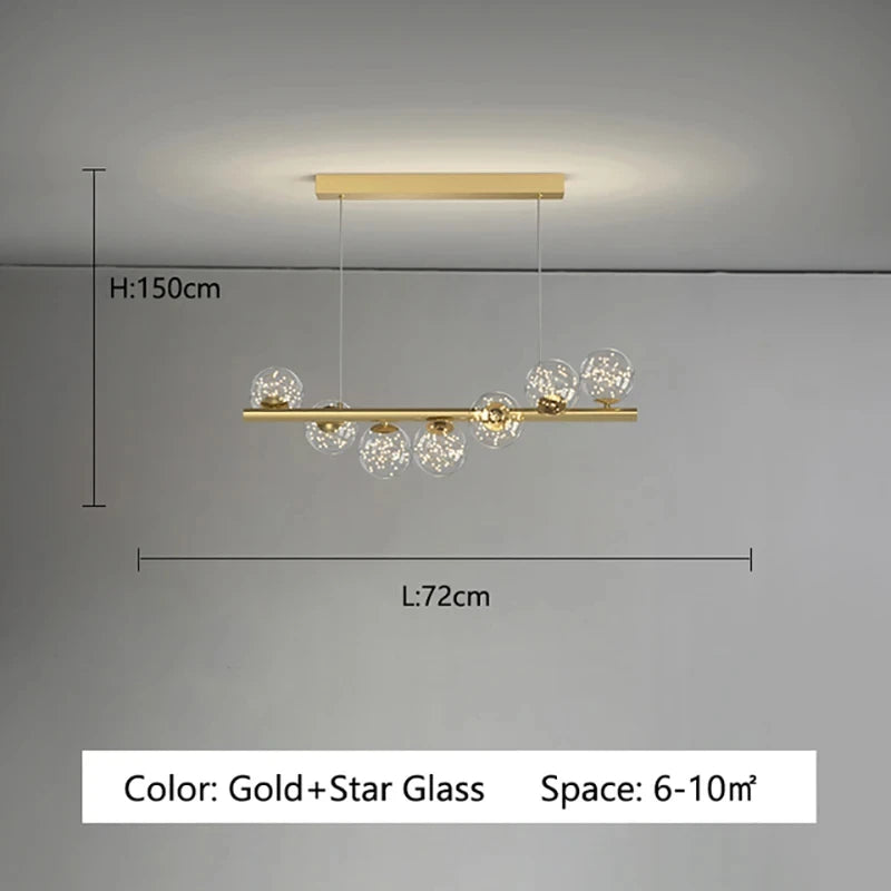 Starry Sky Glass Bubble Pendant Light – Nordic Modern LED Chandelier