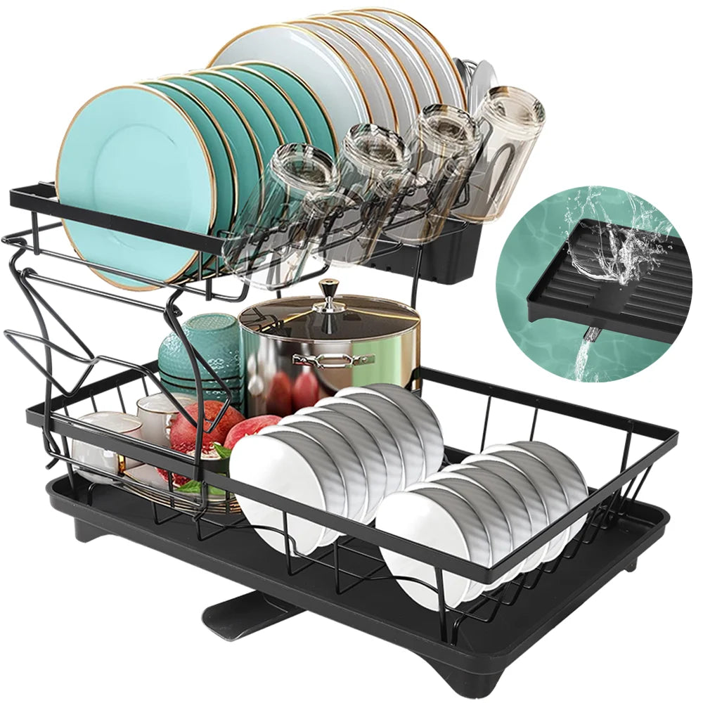 2-Tier Compact Dish Drying Rack – Space-Saving, Durable & Modern