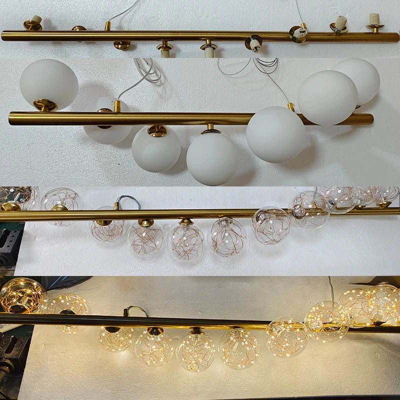 Starry Sky Glass Bubble Pendant Light – Nordic Modern LED Chandelier