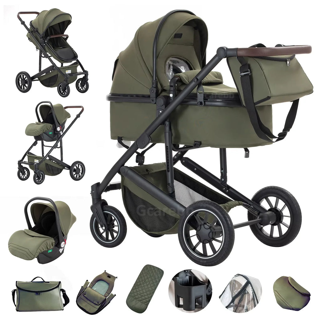 3-in-1 Portable Baby Stroller – Luxurious Foldable Pram