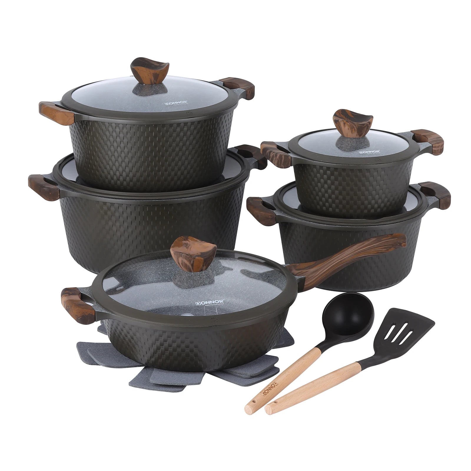 15-Piece Non-Stick Granite Cookware Set