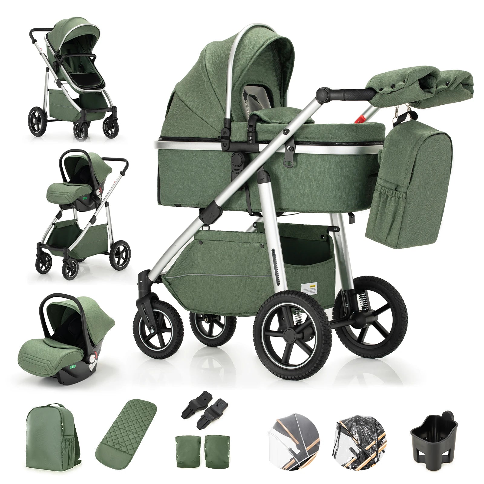 3-in-1 Portable Baby Stroller – Luxurious Foldable Pram