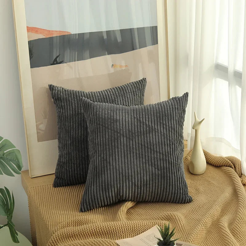 Soft Corduroy Cushion Cover – Fluffy Striped 40-50cm