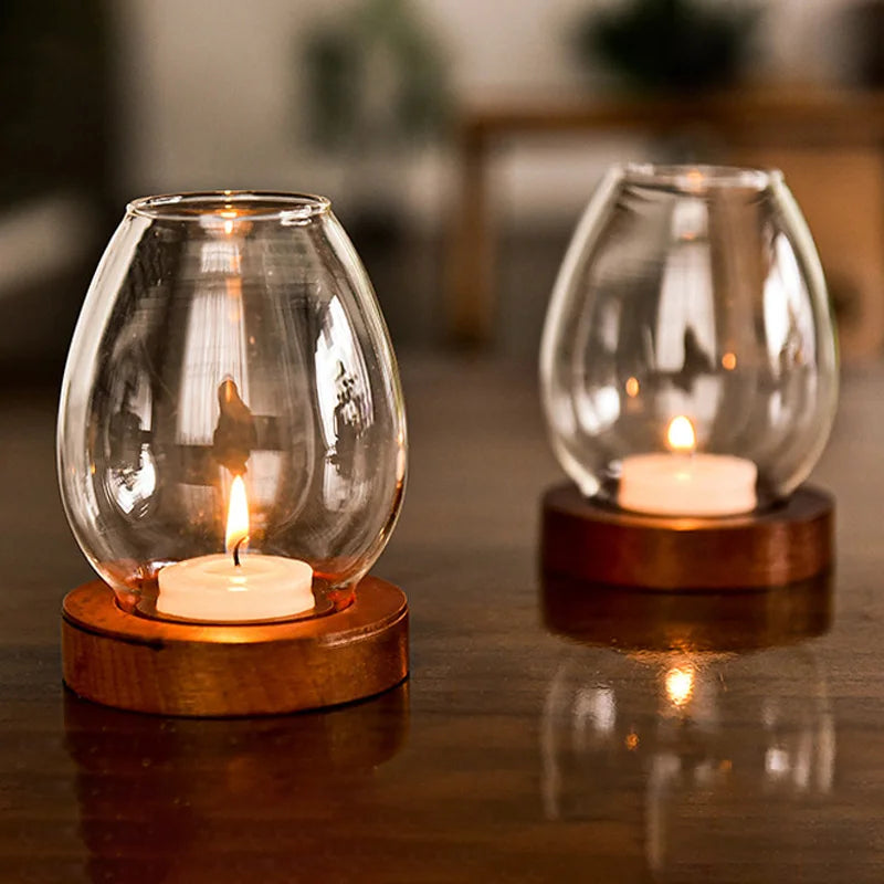 Transparent Glass Tealight Candle Holder – Retro Oil Lamp Style