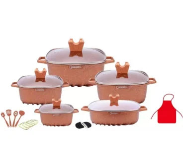 Premium Marble & Granite Non-Stick Cookware Set – Even Heating, Stylish Design