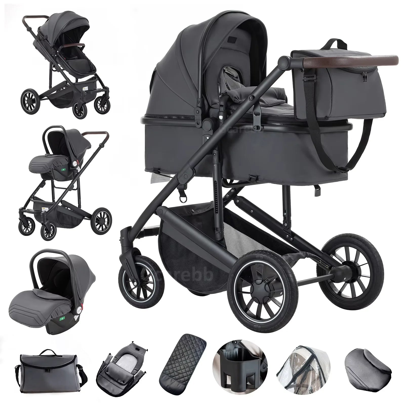 3-in-1 Portable Baby Stroller – Luxurious Foldable Pram