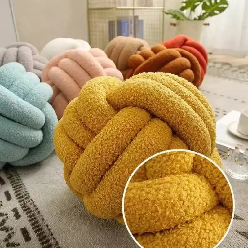 Woven Ball Pillow Knotted Cushion