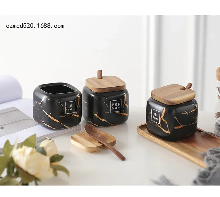 Japanese kitchen matte seasoning jar set
