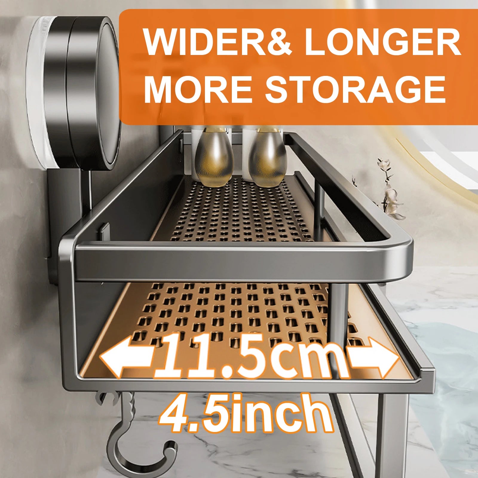 No-Drill Bathroom Suction Shelf – Space-Saving Storage