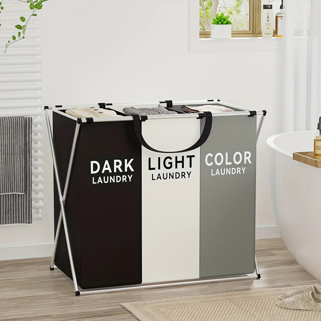 Large 3-Section Foldable Laundry Hamper