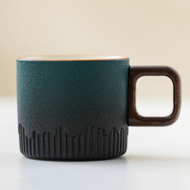 60ml Handmade Ceramic Coffee & Tea Cup with Wooden Handle