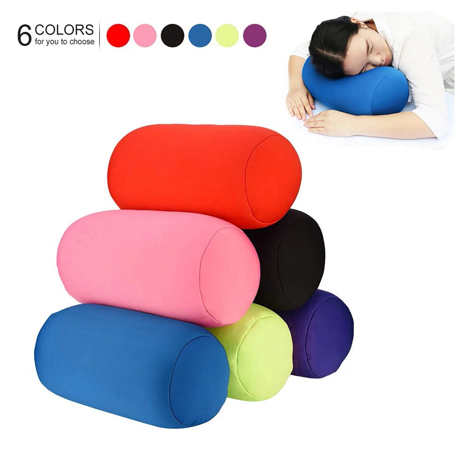 Solid Colour Cylindrical Neck Pillow