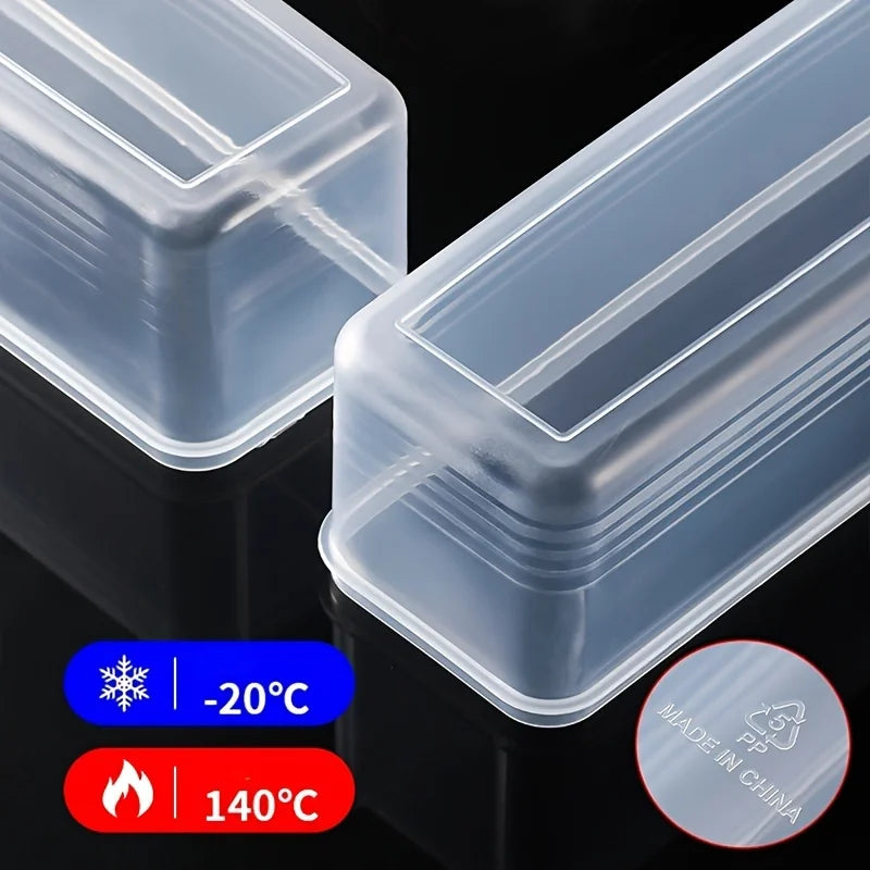 4-Piece Long Rectangular Food Storage Containers – Reusable Fridge Organizer Set