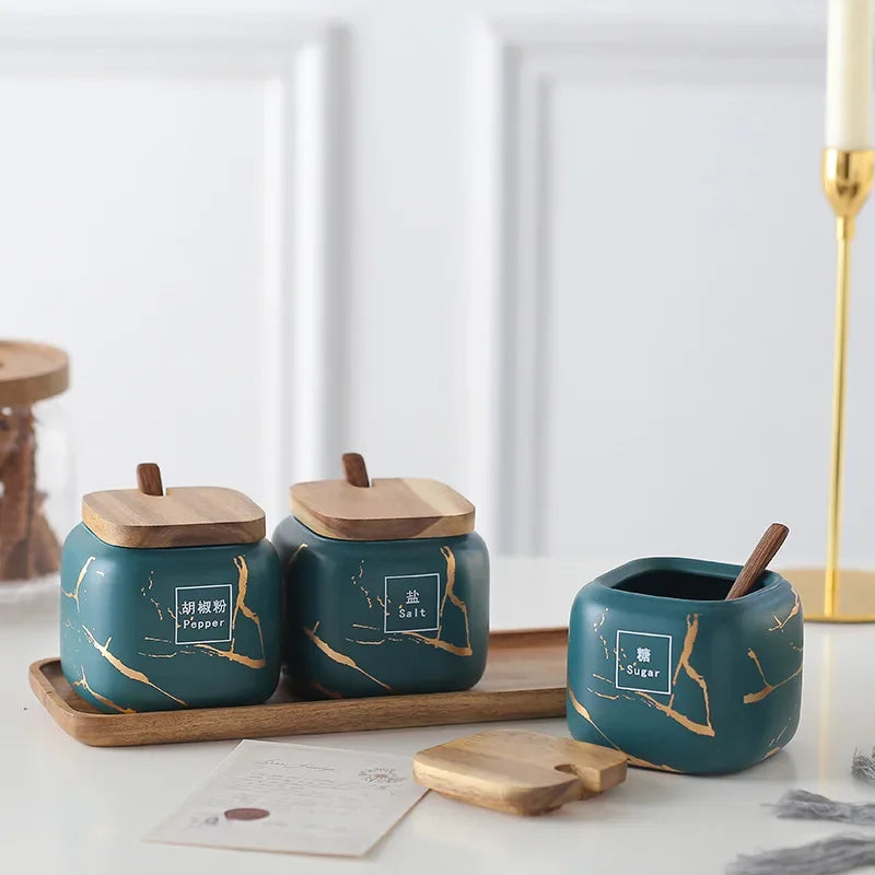 Japanese kitchen matte seasoning jar set