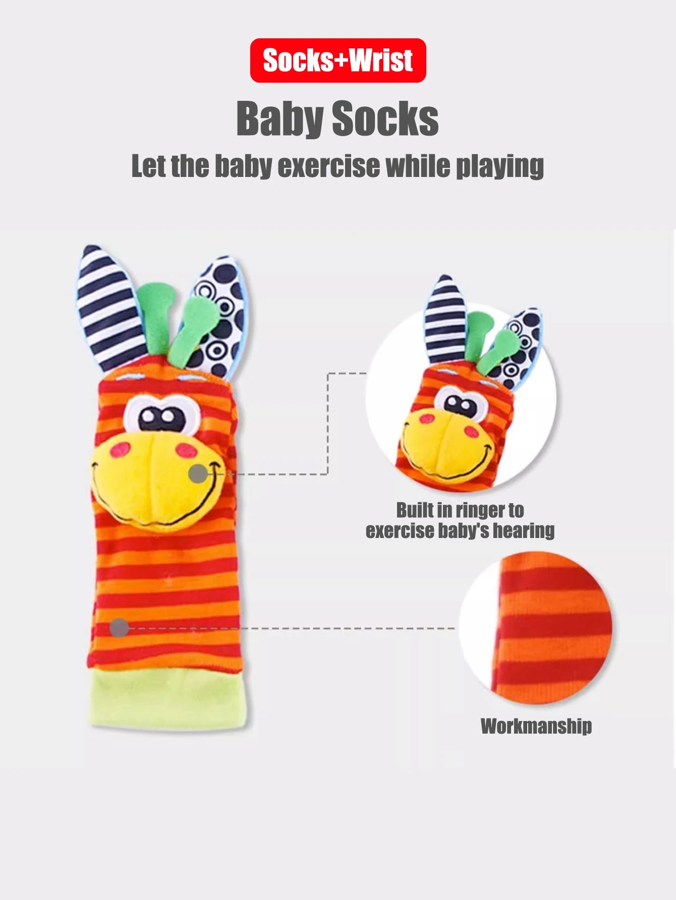 4PCS Baby Wrist Rattle Socks – Sensory Development Toys