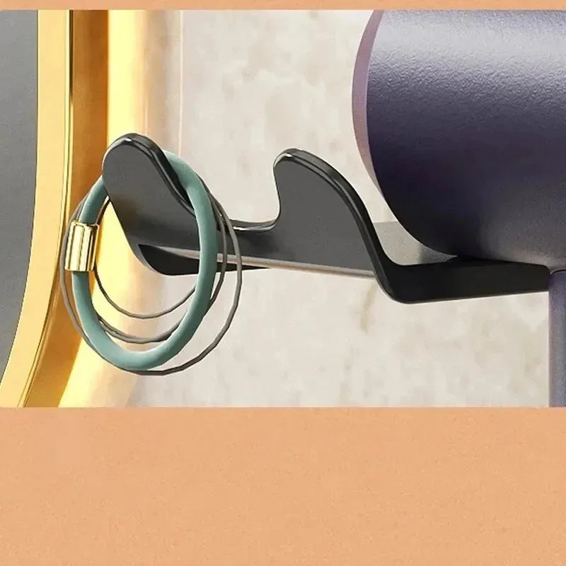 Wall-Mounted Hair Dryer & Bathroom Storage Rack