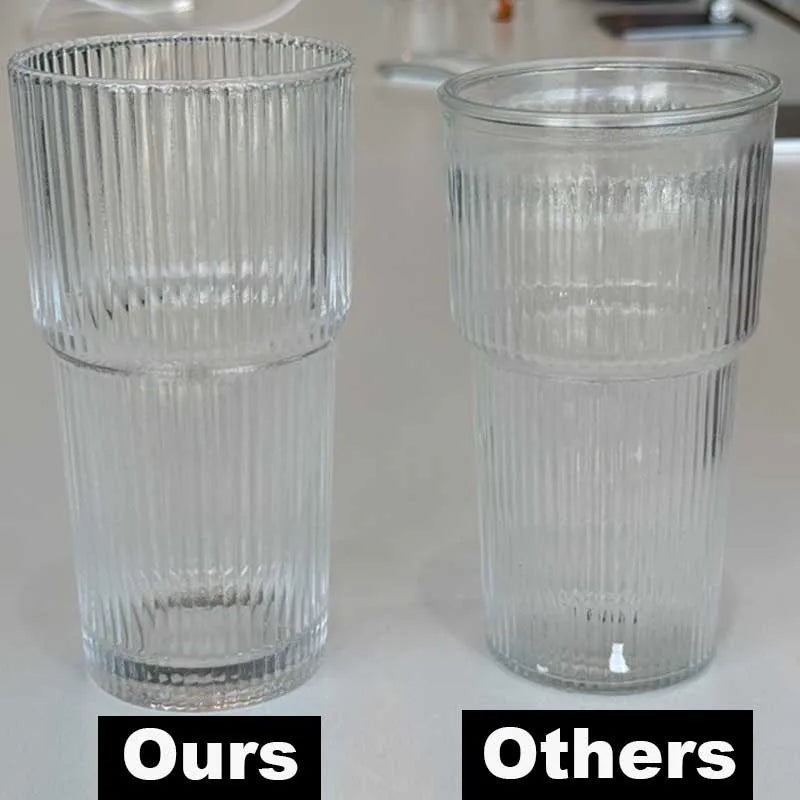 600ML Stripe Glass Coffee Cup With Lid