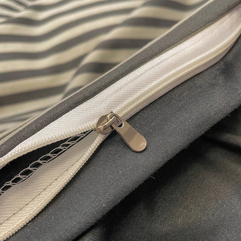 Nordic Plaid Pattern Washed Cotton Bedding Set – 4-Piece Duvet Cover Set