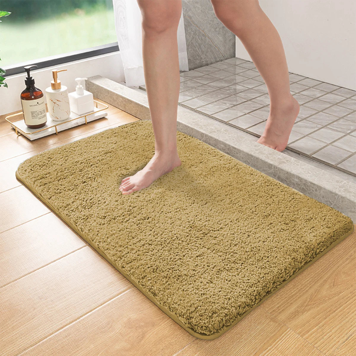 Soft Long-Pile Absorbent Bathroom Mat – Non-Slip Floor Rug