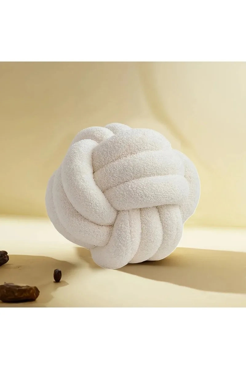 Woven Ball Knot Cushion – Round Decorative Pillow
