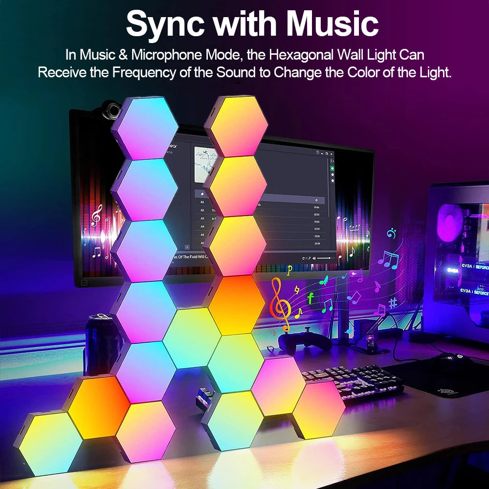 RGB Smart Hexagonal Wall Lamp – App Controlled Ambient Lighting