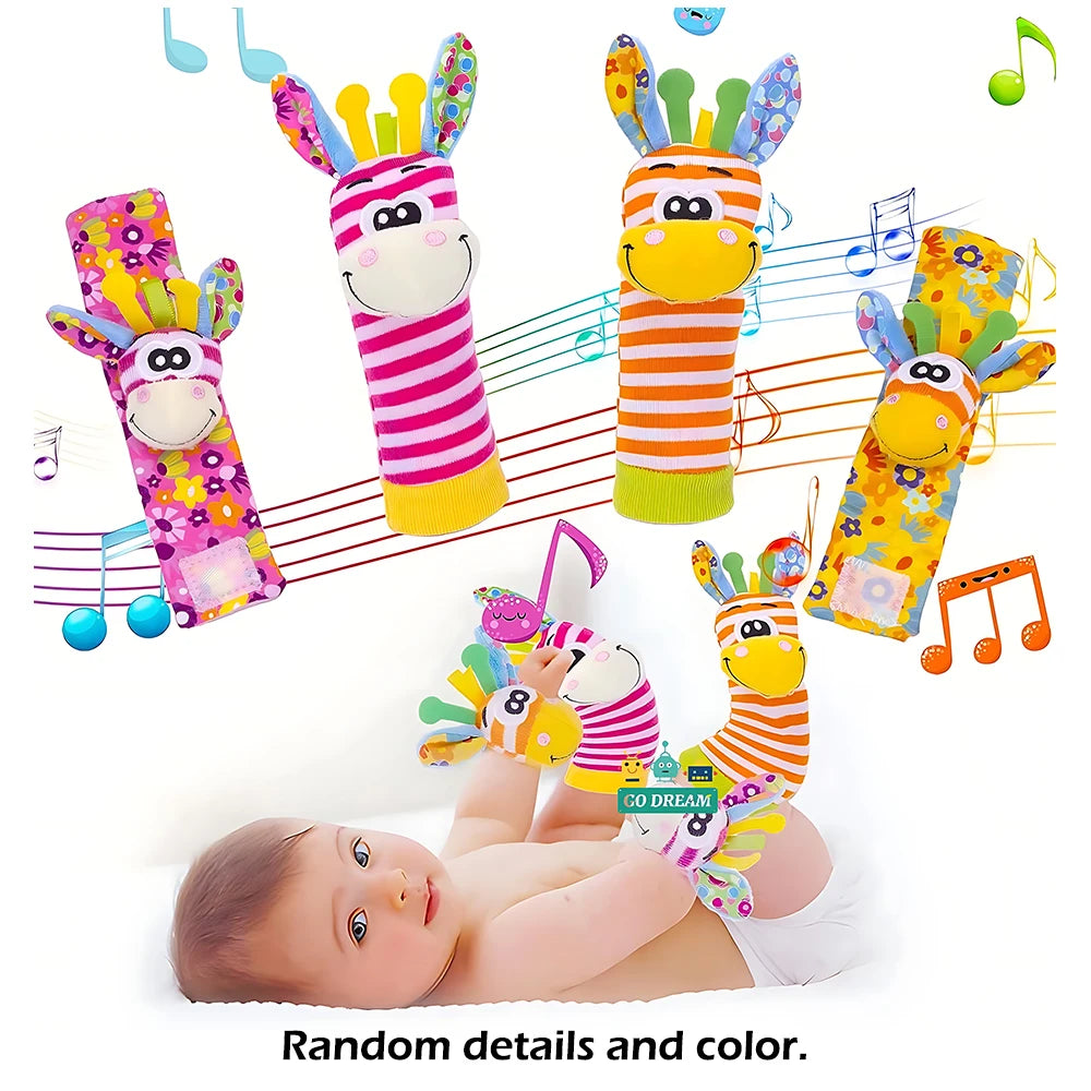 4PCS Baby Wrist Rattle Socks – Sensory Development Toys
