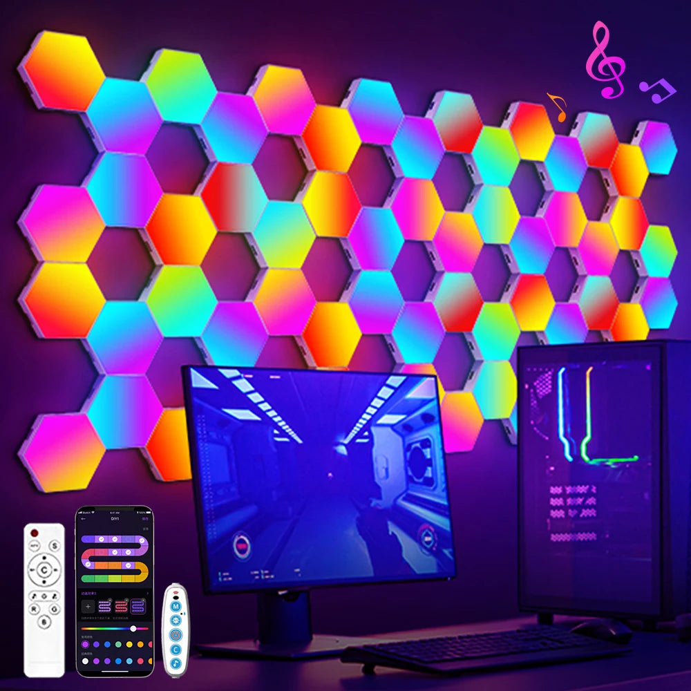 RGB Smart Hexagonal Wall Lamp – App Controlled Ambient Lighting